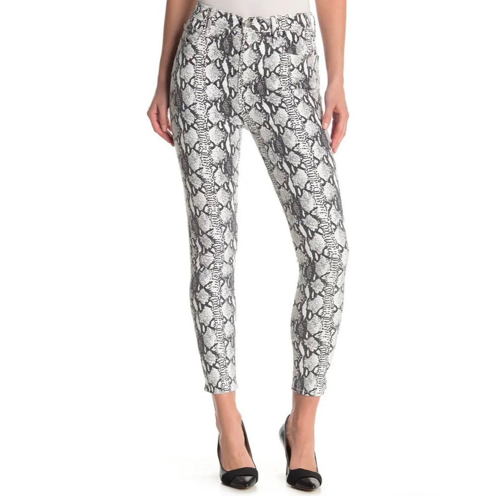 NWT FRAME Ali High Rise Skinny Python Printed Jeans Women’s Size 28 Gris Mulit